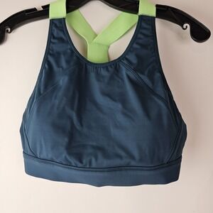 Athleta T-Back Racerback Medium‎ Sports Bra Green Workout Athletic Yoga Run
